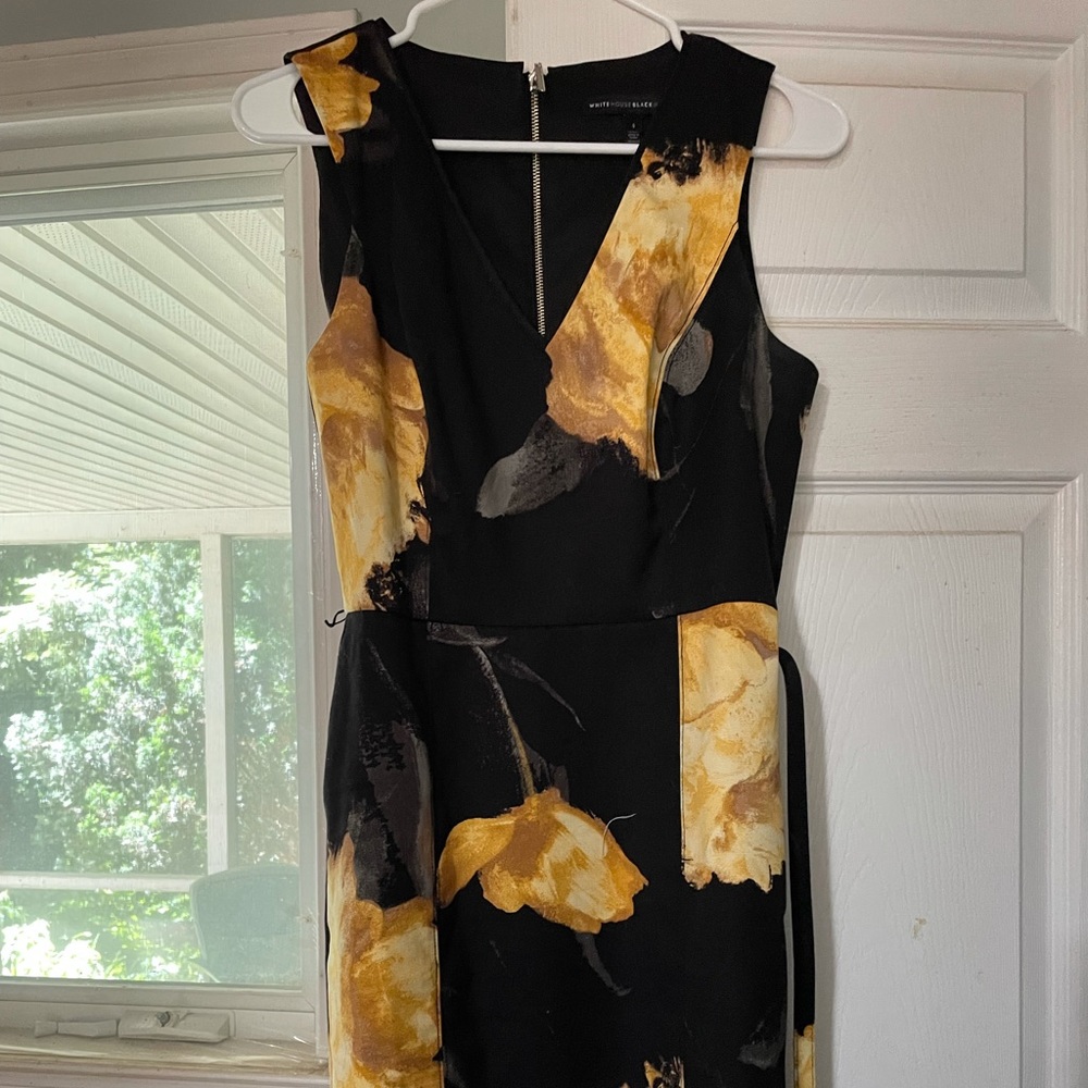 White House Black Market floral belted dress